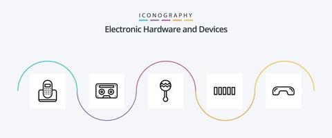 dispositivos linha 5 ícone pacote Incluindo sinal. conexão. música. som. maracás vetor