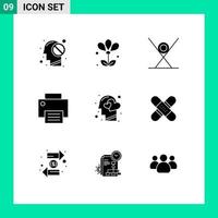 conjunto do 9 moderno ui ícones símbolos sinais para impressora gadget beber dispositivos Sushi editável vetor Projeto elementos