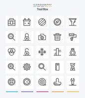 criativo Ferramentas 25 esboço ícone pacote tal Como Câmera. cadeado. litro. circular. ampliação vetor