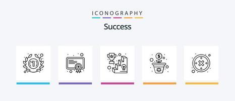 sucesso linha 5 ícone pacote Incluindo foguete. pagamento. carreira. pagar dinheiro. dinheiro dentro mão. criativo ícones Projeto vetor