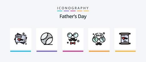 pais dia linha preenchidas 5 ícone pacote Incluindo Papai. pai. carteira. data.. criativo ícones Projeto vetor