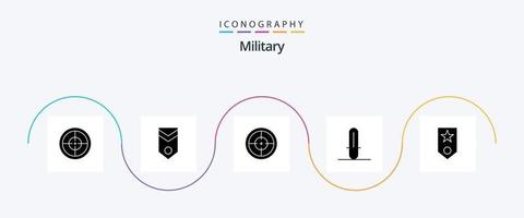 militares glifo 5 ícone pacote Incluindo militares. arma. exército. Estrela guerras. alvo vetor
