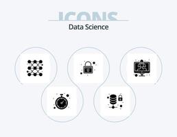 dados Ciência glifo ícone pacote 5 ícone Projeto. computador. prateleira. bar. proteção. relatório vetor