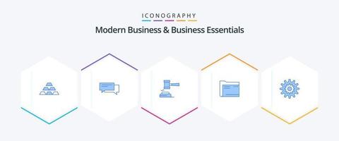 moderno o negócio e o negócio Essenciais 25 azul ícone pacote Incluindo martelo. leilão. bolha. Ação. social vetor
