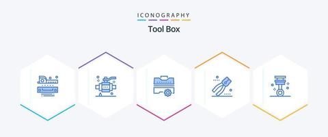 Ferramentas 25 azul ícone pacote Incluindo garagem. ferramenta. construção. alicate. construção vetor