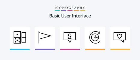 básico linha 5 ícone pacote Incluindo . interface. privado. criativo ícones Projeto vetor