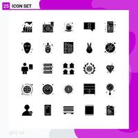 25 sólido glifo conceito para sites Móvel e apps interface aplicativo copo segredo bolha editável vetor Projeto elementos
