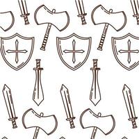 padrão de fundo com ilustração vetorial de ícone de armas medievais vetor