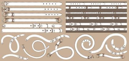 conjunto de padrões de pincel com cinto de esboço desenhado à mão retrô em fundo branco. desenho de textura de gravação ótimo design para tecido, moda, têxtil, moldura decorativa, pôster de estilo iate e cartão. vetor