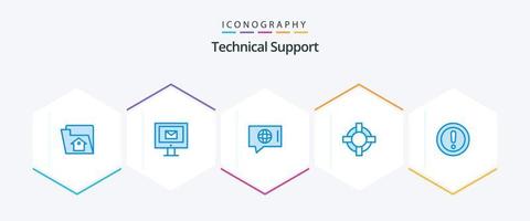 técnico Apoio, suporte 25 azul ícone pacote Incluindo observação. sobre. bater papo. apoiar. Socorro vetor