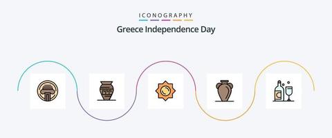 Grécia independência dia linha preenchidas plano 5 ícone pacote Incluindo garrafa. nação. Grécia. história. cultura vetor