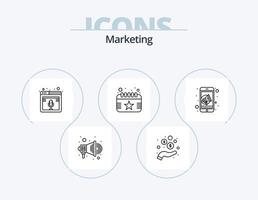 marketing linha ícone pacote 5 ícone Projeto. notícias. Publicidades. meios de comunicação. solução. o negócio vetor