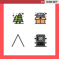 Móvel interface linha preenchida plano cor conjunto do 4 pictogramas do plantar topo parque Educação caixa editável vetor Projeto elementos