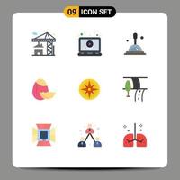 9 plano cor conceito para sites Móvel e apps navegação bússola vídeo Páscoa ovo editável vetor Projeto elementos