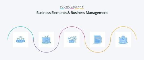 o negócio elementos e o negócio gestão azul 5 ícone pacote Incluindo arquivo. negócios. on-line. sucesso. bater vetor