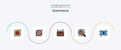 comércio eletrônico linha preenchidas plano 5 ícone pacote Incluindo compras. procurar. bolsa. presente. comércio eletrônico vetor