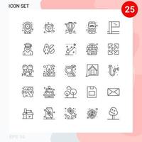 universal ícone símbolos grupo do 25 moderno linhas do transporte Móvel infantil aplicativo balão de ar editável vetor Projeto elementos