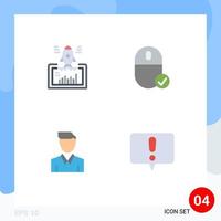 4 plano ícone conceito para sites Móvel e apps lançamento hardware comece conectado humano editável vetor Projeto elementos