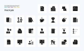 25 encontrar uma trabalho sólido glifo ícone pacote vetor