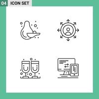 4 criativo ícones moderno sinais e símbolos do Comida computador carreira vidro Móvel editável vetor Projeto elementos
