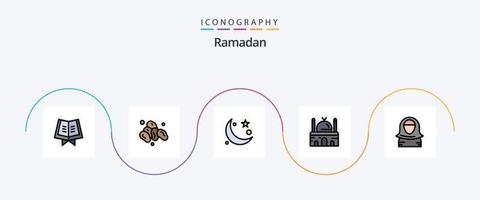 Ramadã linha preenchidas plano 5 ícone pacote Incluindo avatar. lugar. lua. muçulmano. islamismo vetor