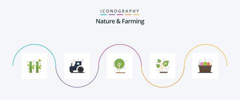 natureza e agricultura plano 5 ícone pacote Incluindo ovo. plantar. agricultura. natureza. crescer vetor