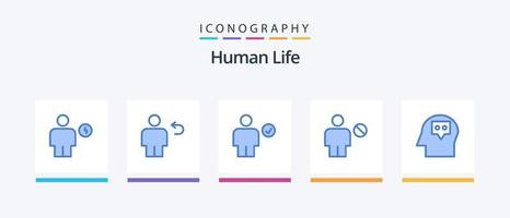 humano azul 5 ícone pacote Incluindo corpo. avatar. humano. feito. verificar. criativo ícones Projeto vetor