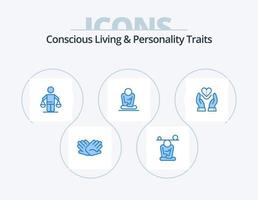 consciente vivo e personalidade traços azul ícone pacote 5 ícone Projeto. treinamento. rápido. mente. lei. quadra vetor
