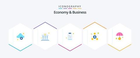 economia e o negócio 25 plano ícone pacote Incluindo seguro. pessoas. negócios. dinheiro. o negócio vetor