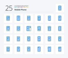 Móvel telefone 25 azul cor ícone pacote Incluindo móvel. telefone. android. voltar. andróide vetor