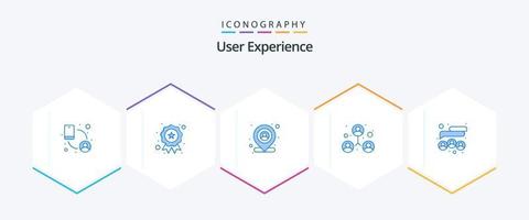 do utilizador experiência 25 azul ícone pacote Incluindo equipe. pessoas. mapa. amigos. pessoas vetor