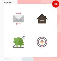 Móvel interface plano ícone conjunto do 4 pictogramas do mensagem alpino casa reparar Canadá editável vetor Projeto elementos