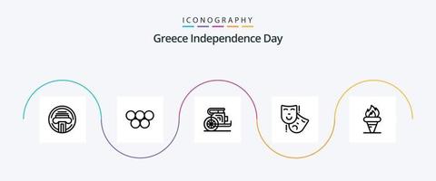 Grécia independência dia linha 5 ícone pacote Incluindo chama. persona. carruagem. máscaras. Grécia vetor