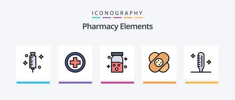 farmacia elementos linha preenchidas 5 ícone pacote Incluindo médico. cuidados de saúde . física . assistência médica. criativo ícones Projeto vetor