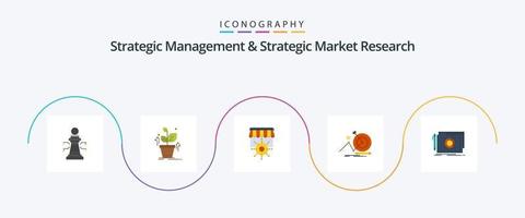 estratégico gestão e estratégico mercado pesquisa plano 5 ícone pacote Incluindo trancar. foco. fazer compras. meta. alvo vetor