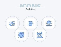 poluição azul ícone pacote 5 ícone Projeto. radioativo. cano. plástico. lixo. lixo vetor
