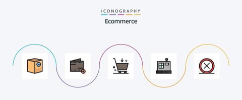 comércio eletrônico linha preenchidas plano 5 ícone pacote Incluindo fechar. e. carteira. comércio. e vetor