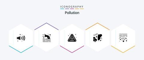 poluição 25 glifo ícone pacote Incluindo co. óleo. poluição. gás. lixo vetor