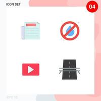 grupo do 4 plano ícones sinais e símbolos para notícia jogador não fogo Youtube construção editável vetor Projeto elementos