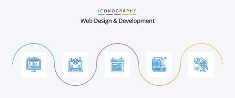 rede Projeto e desenvolvimento azul 5 ícone pacote Incluindo contexto. arquivo. navegador. teclado. computador vetor