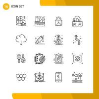 Móvel interface esboço conjunto do 16 pictogramas do dados Páscoa trava Igreja construção editável vetor Projeto elementos