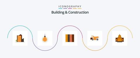 construção e construção plano 5 ícone pacote Incluindo reboque. textura. pontas. madeira. interior vetor