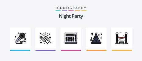 noite festa linha preenchidas 5 ícone pacote Incluindo Festa. Festa. celebração. noite. discoteca. criativo ícones Projeto vetor