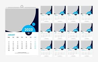 modelo de design de calendário de parede de 12 páginas 2023 vetor