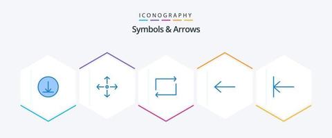 símbolos e Setas; flechas 25 azul ícone pacote Incluindo . seta. começar vetor