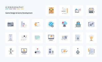 25 jogos Projeto e jogos desenvolvimento plano cor ícone pacote vetor