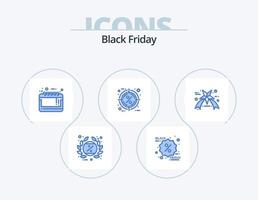Preto Sexta-feira azul ícone pacote 5 ícone Projeto. percentagem. quente. promoção. desconto. venda propaganda vetor