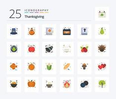 Ação de graças 25 plano cor ícone pacote Incluindo observação. Bíblia. folha. obrigado dia. encontro vetor