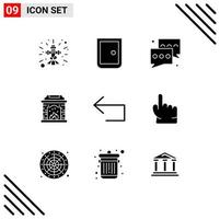 9 criativo ícones moderno sinais e símbolos do seta fogo Lugar, colocar casa portão chaminé mensagem editável vetor Projeto elementos