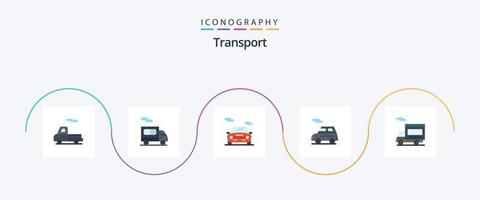 transporte plano 5 ícone pacote Incluindo . transporte. furgão vetor